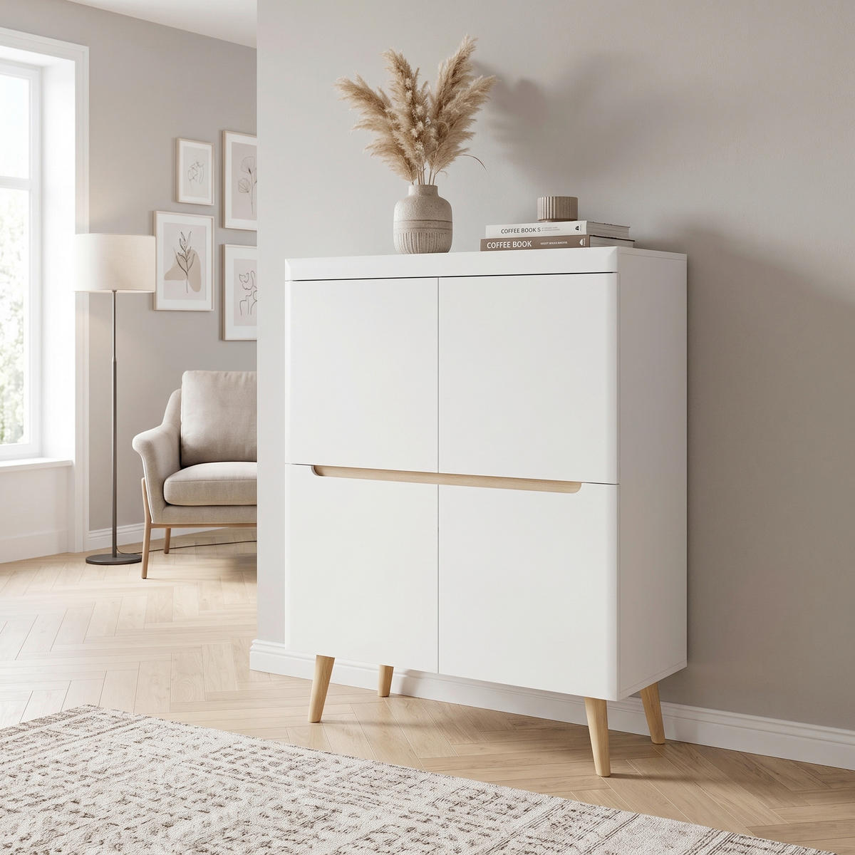 HIGHBOARD  107/134/40 cm  - Eichefarben/Weiß, Design, Holzwerkstoff (107/134/40cm) - MID.YOU