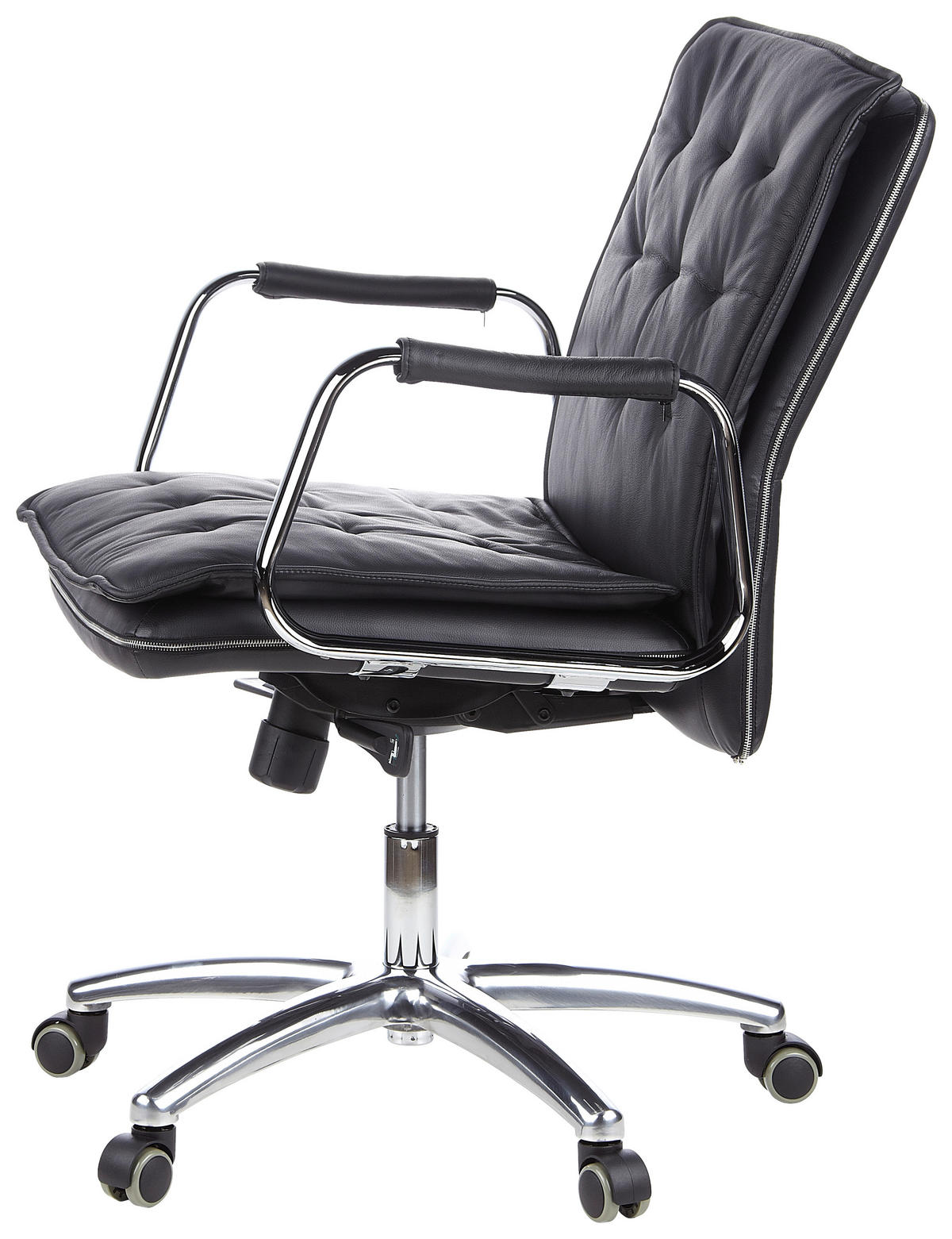 DREHSTUHL  in Schwarz  - Silberfarben/Schwarz, Basics, Leder/Kunststoff (60/109/48cm) - MID.YOU