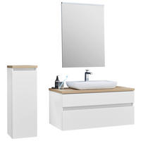 SEITENSCHRANK 30/85,8/30 cm  - Weiss/Eichefarben, Design, Glas/Holzwerkstoff (30/85,8/30cm) - Novel