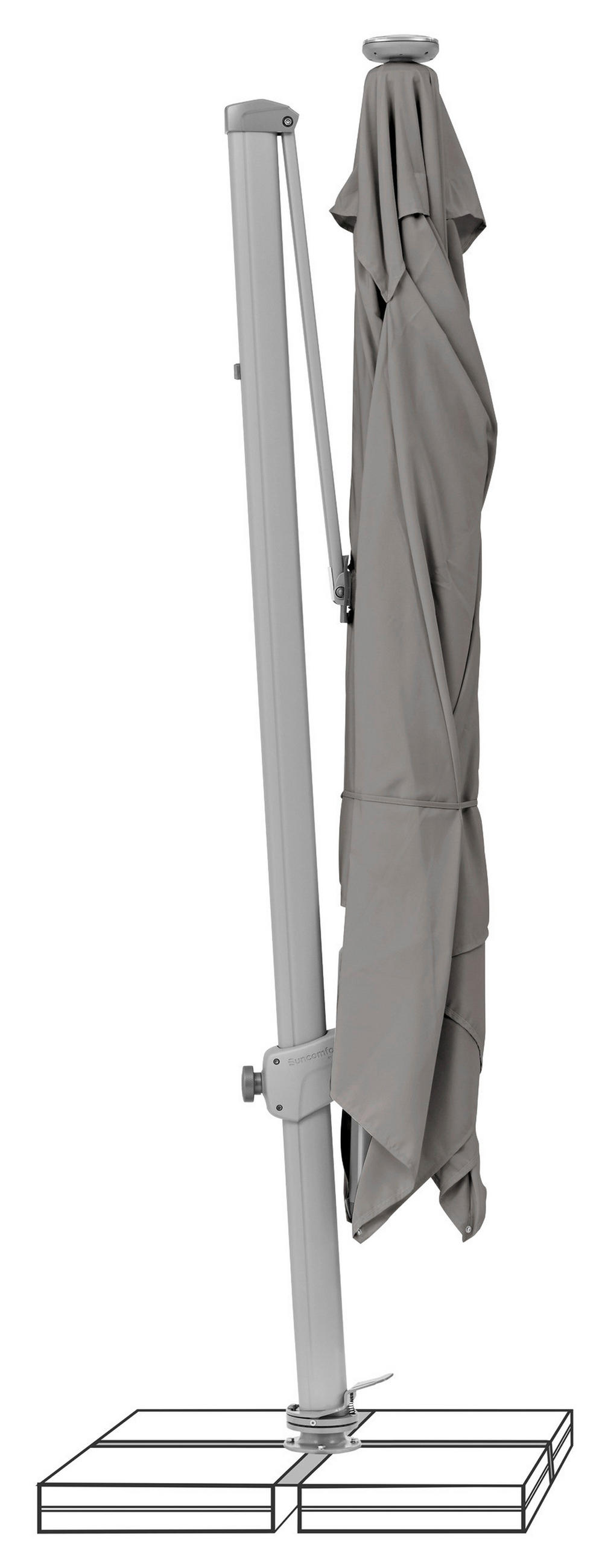 AMPELSCHIRM 300 cm  - Silberfarben/Alufarben, KONVENTIONELL, Textil/Metall (300/300cm) - Glatz