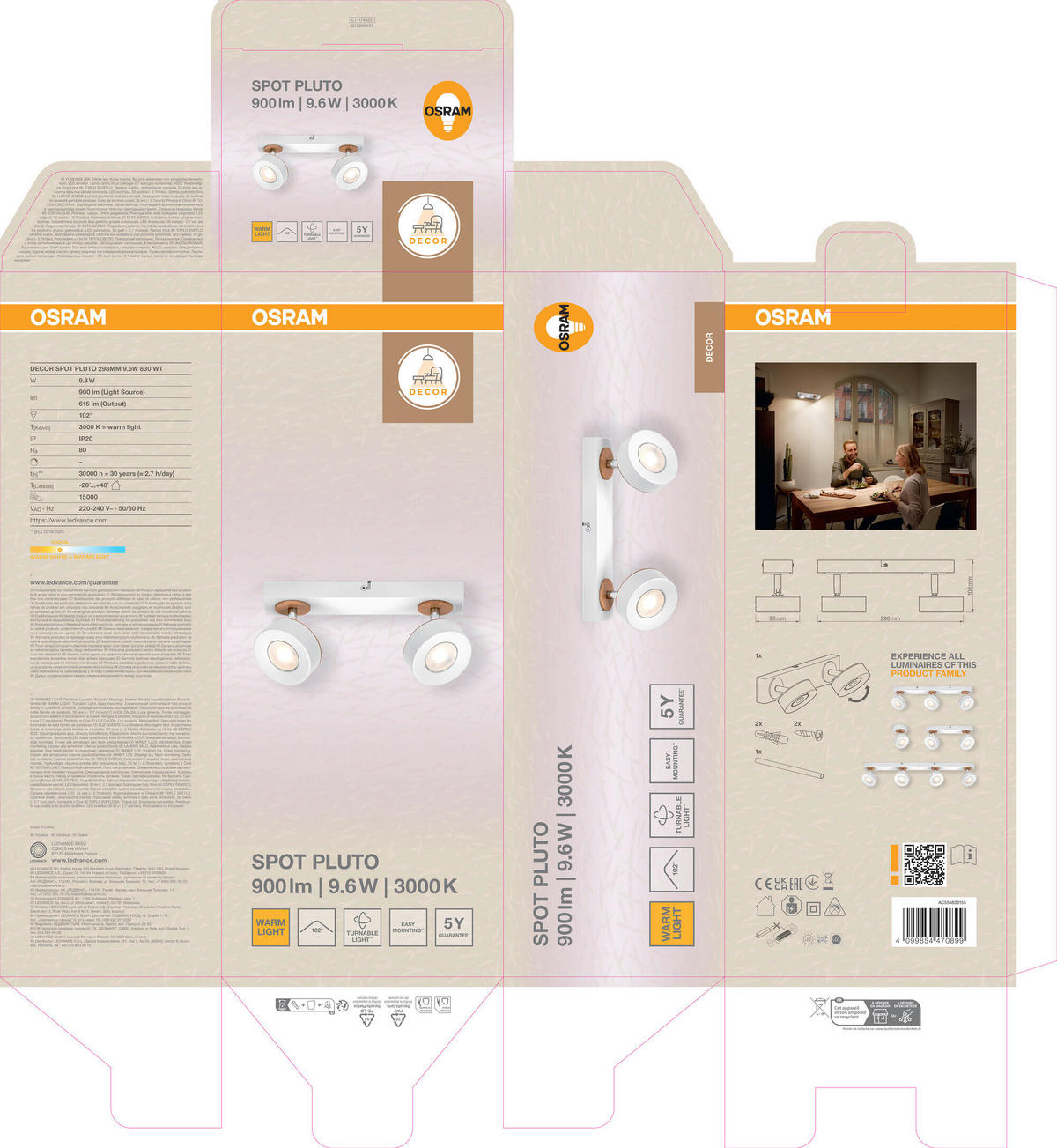 LED-STRAHLER 29,8/9/10,8 cm   - Weiß, Design, Holz/Kunststoff (29,8/9/10,8cm) - Osram