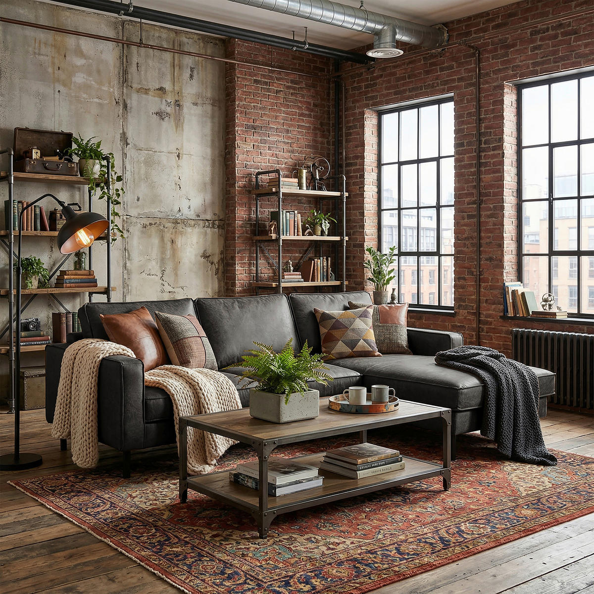 ECKSOFA Dunkelgrau Echtleder Lederlook Rücken echt  - Dunkelgrau/Schwarz, Design, Leder/Textil (166/238cm) - Livetastic