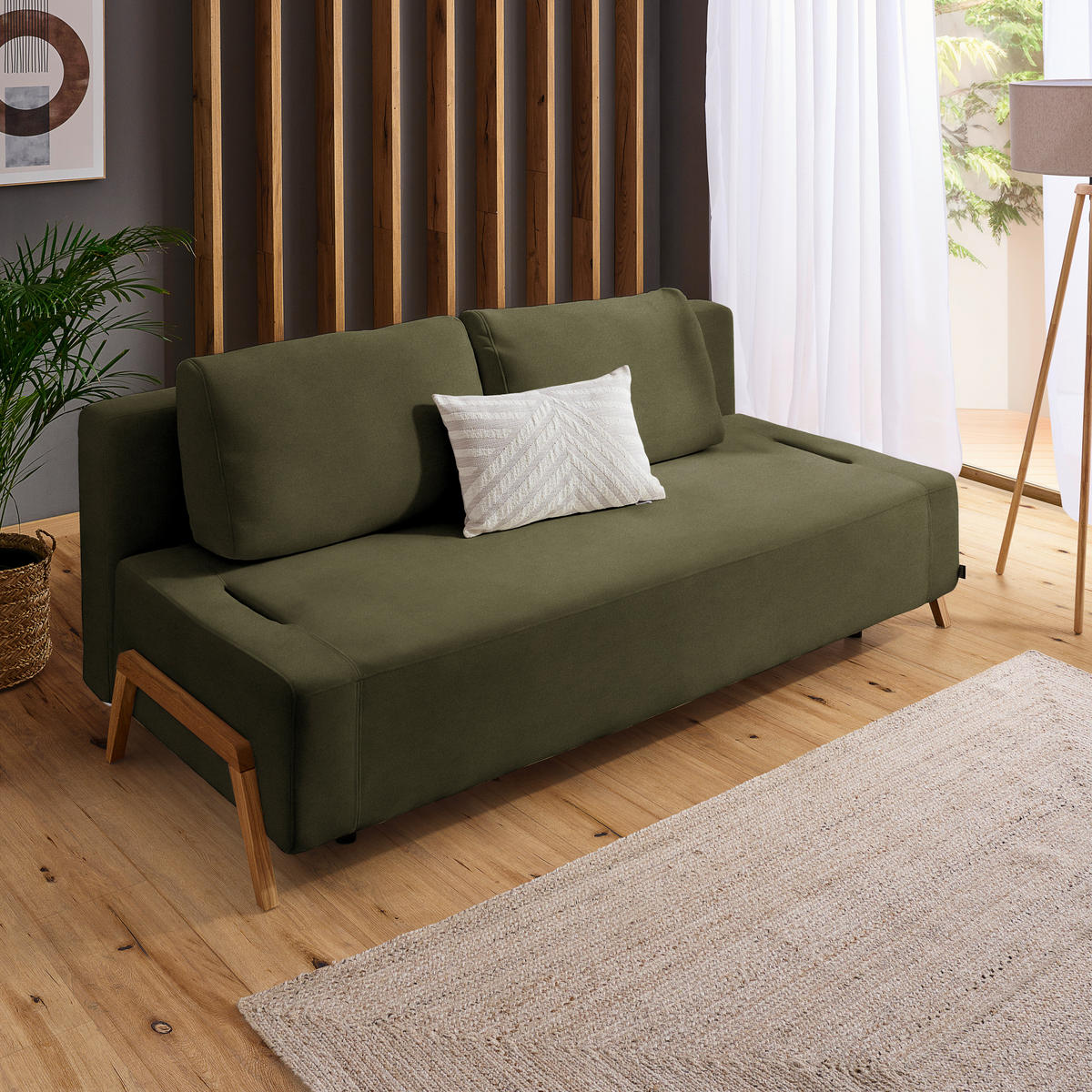 SCHLAFSOFA in Holz, Textil Olivgrün  - Naturfarben/Olivgrün, Design, Holz/Textil (211/88/102cm) - Niels Andersson
