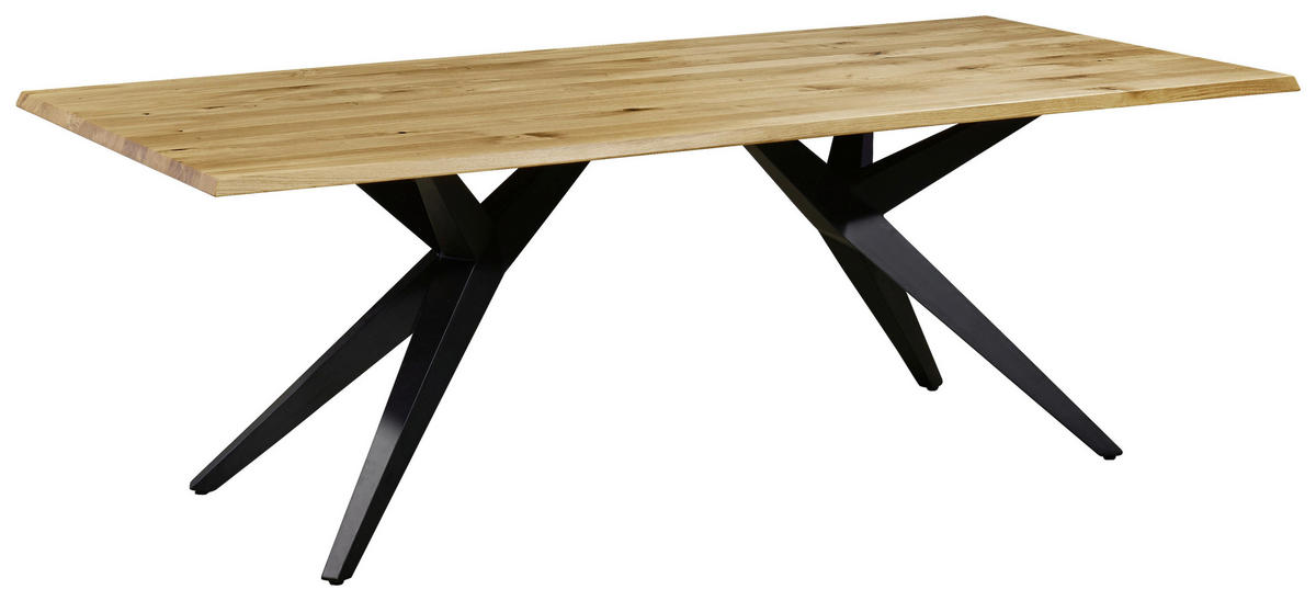 ESSTISCH in Holz 180/100/76 cm  - Eichefarben/Schwarz, Design, Holz/Metall (180/100/76cm) - Musterring