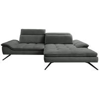 ECKSOFA in Chenille Anthrazit  - Anthrazit/Schwarz, Design, Textil/Metall (288/179-202cm) - Stylife