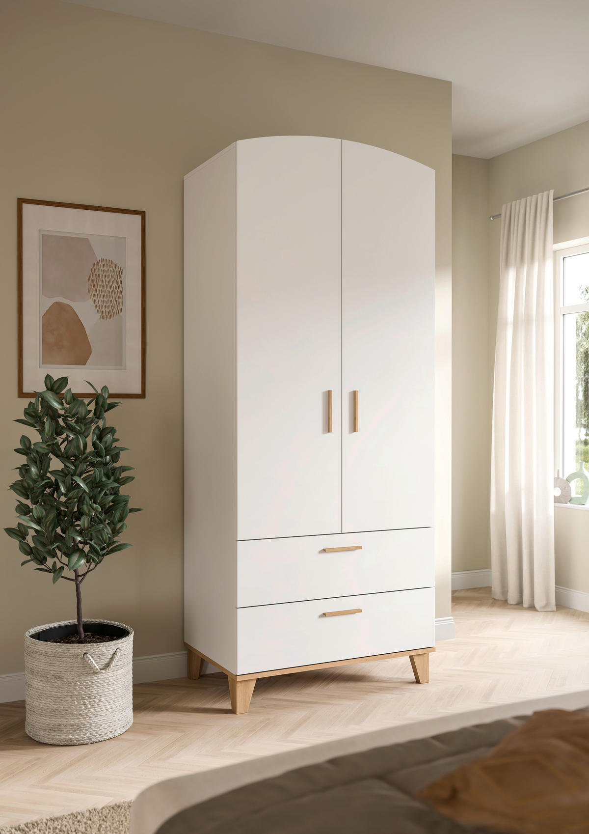 DREHTÜRENSCHRANK  in Weiß, Eiche Artisan  - Eiche Artisan/Weiß, ROMANTIK / LANDHAUS, Holzwerkstoff/Kunststoff (81/198/51cm) - Livetastic