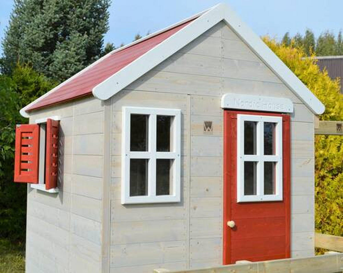 SPIELHAUS 197/242/167 cm  - Rot/Naturfarben, KONVENTIONELL, Holz (197/242/167cm) - Ambia Garden