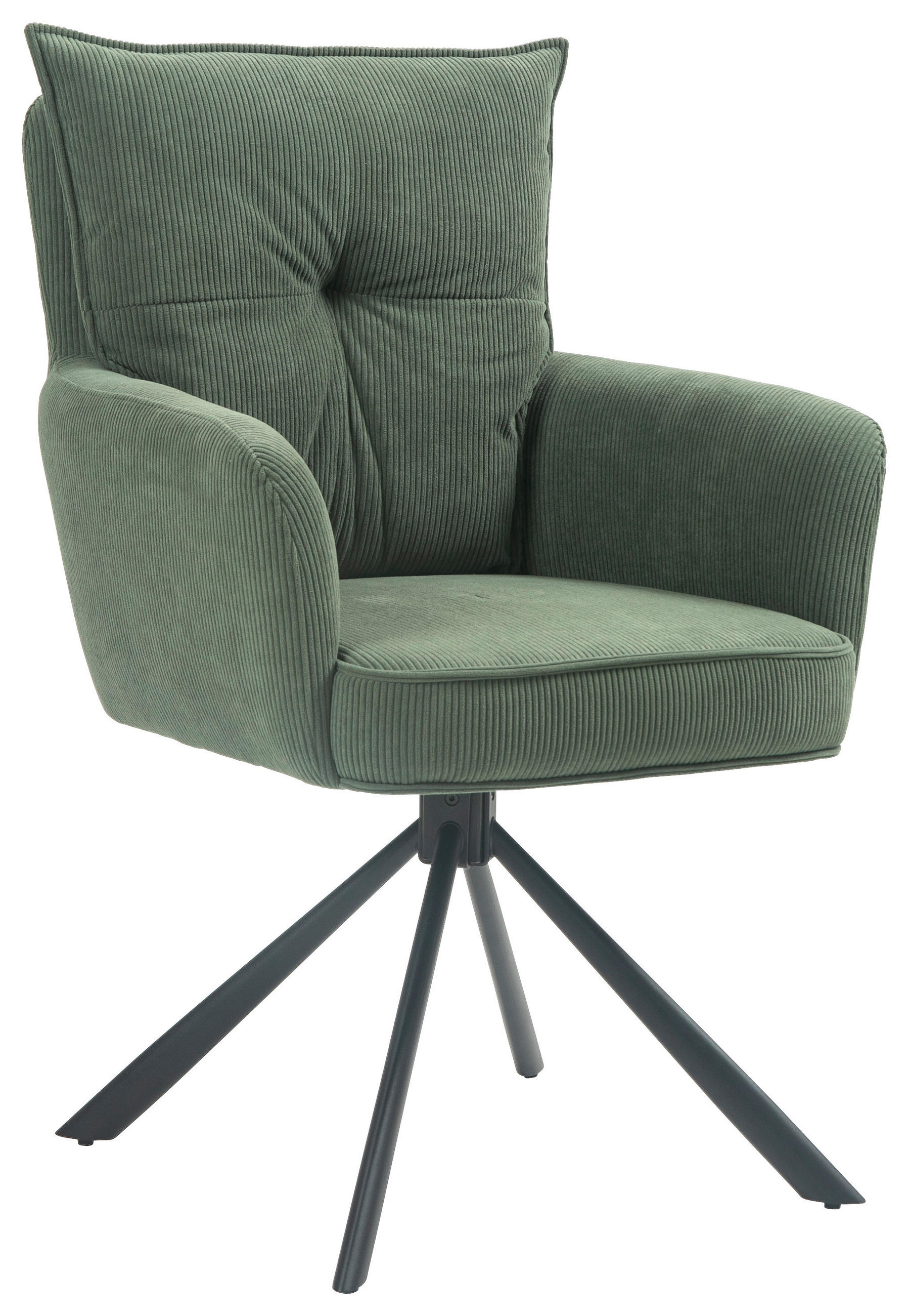 ARMLEHNSTUHL  in Eisen Cord  - Schwarz/Olivgrün, Design, Textil/Metall (60/95/67cm) - Novel