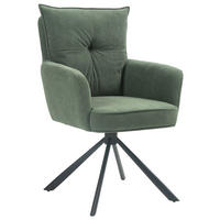 ARMLEHNSTUHL  in Eisen Cord  - Schwarz/Olivgrün, Design, Textil/Metall (60/95/67cm) - Novel