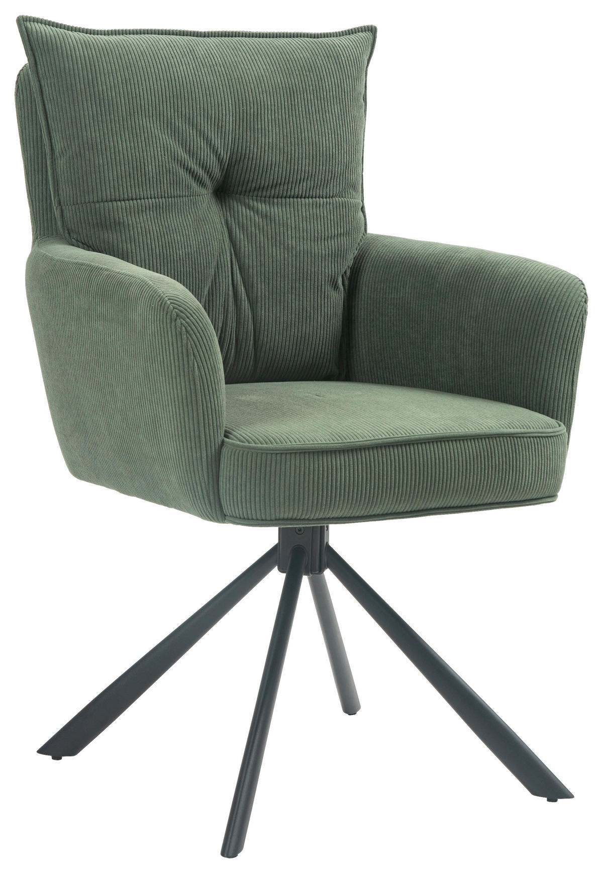 ARMLEHNSTUHL  in Eisen Cord  - Schwarz/Olivgrün, Design, Textil/Metall (60/95/67cm) - Novel