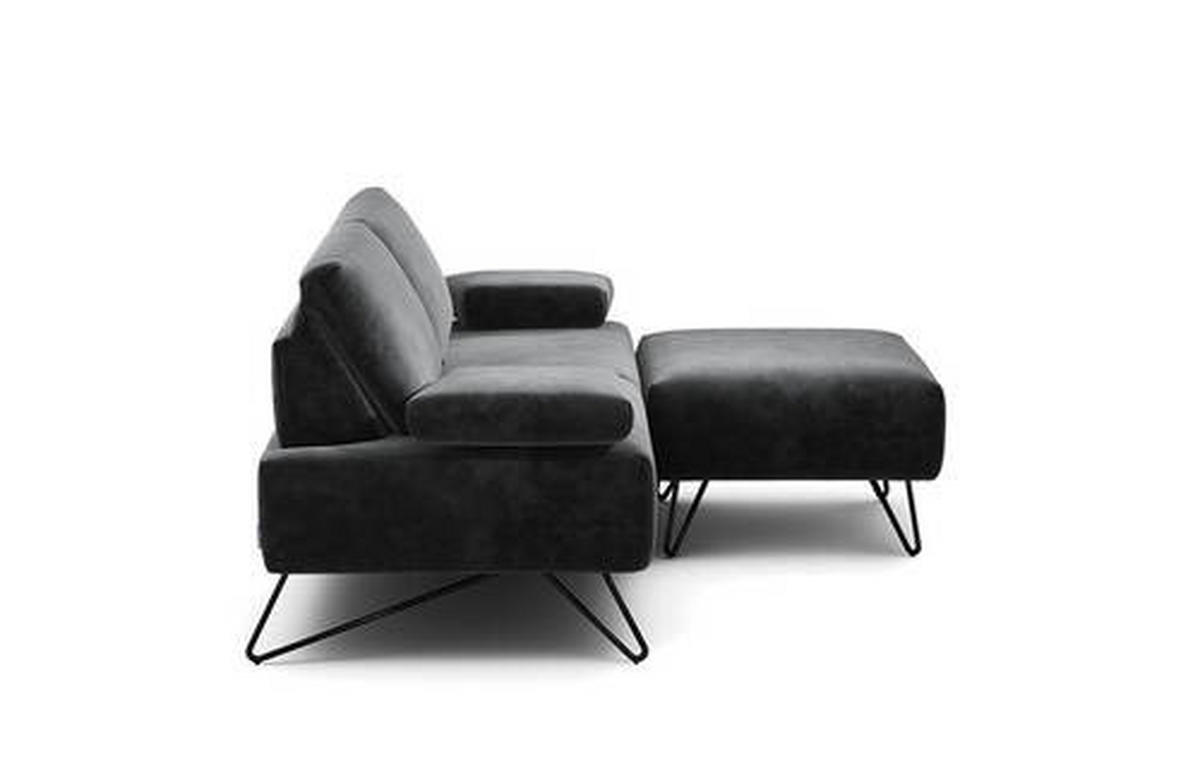 2-SITZER-SOFA in Samt Anthrazit  - Anthrazit/Schwarz, Design, Textil/Metall (164-194/85/86-94cm) - SENSOO