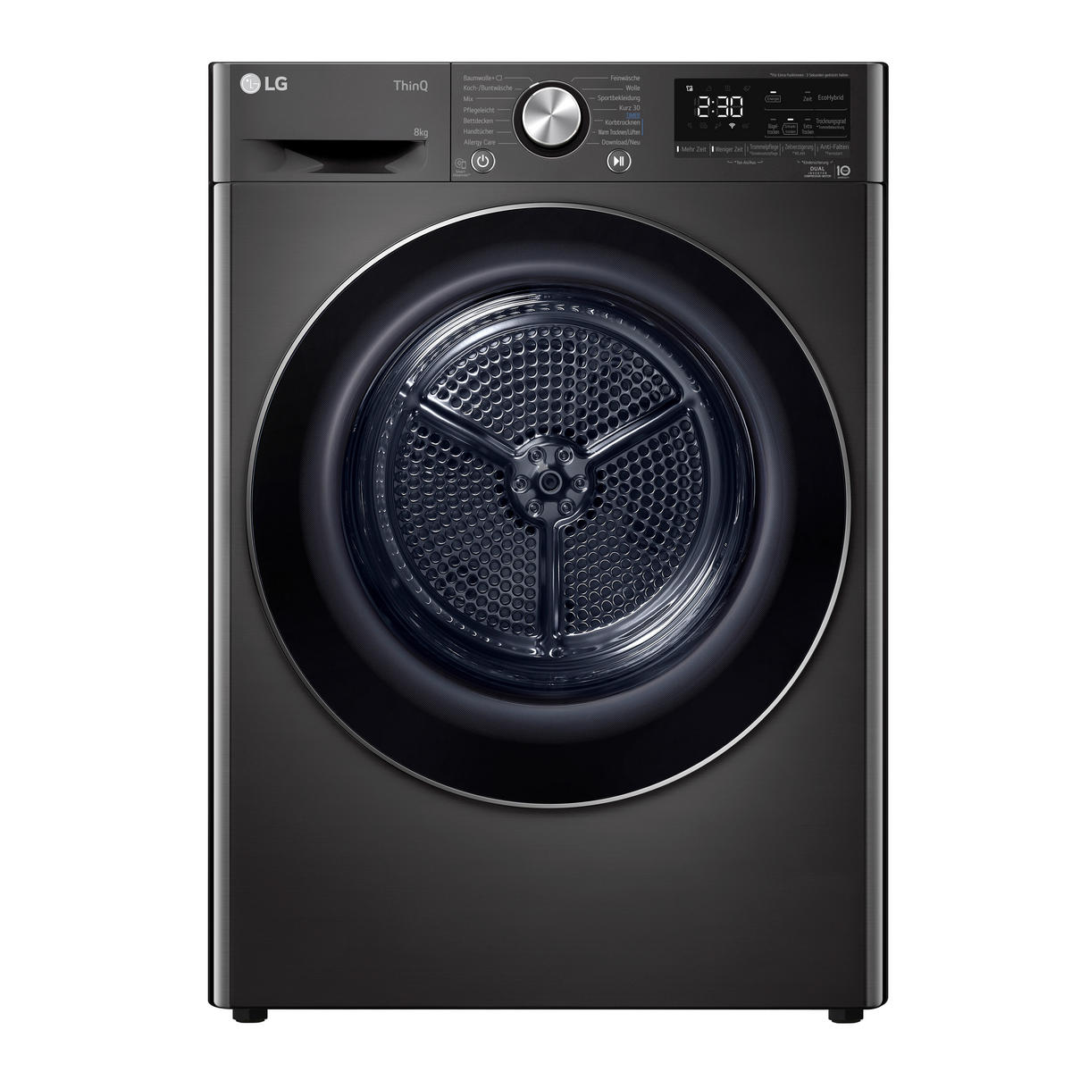 WÄRMEPUMPENTROCKNER RT80V9B  - Chromfarben/Schwarz, Basics, Glas/Kunststoff (60/85/66cm) - LG