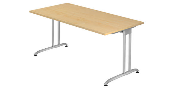 SCHREIBTISCH 160/80/72 cm  in Ahornfarben  - Silberfarben/Ahornfarben, KONVENTIONELL, Holzwerkstoff/Metall (160/80/72cm) - Venda