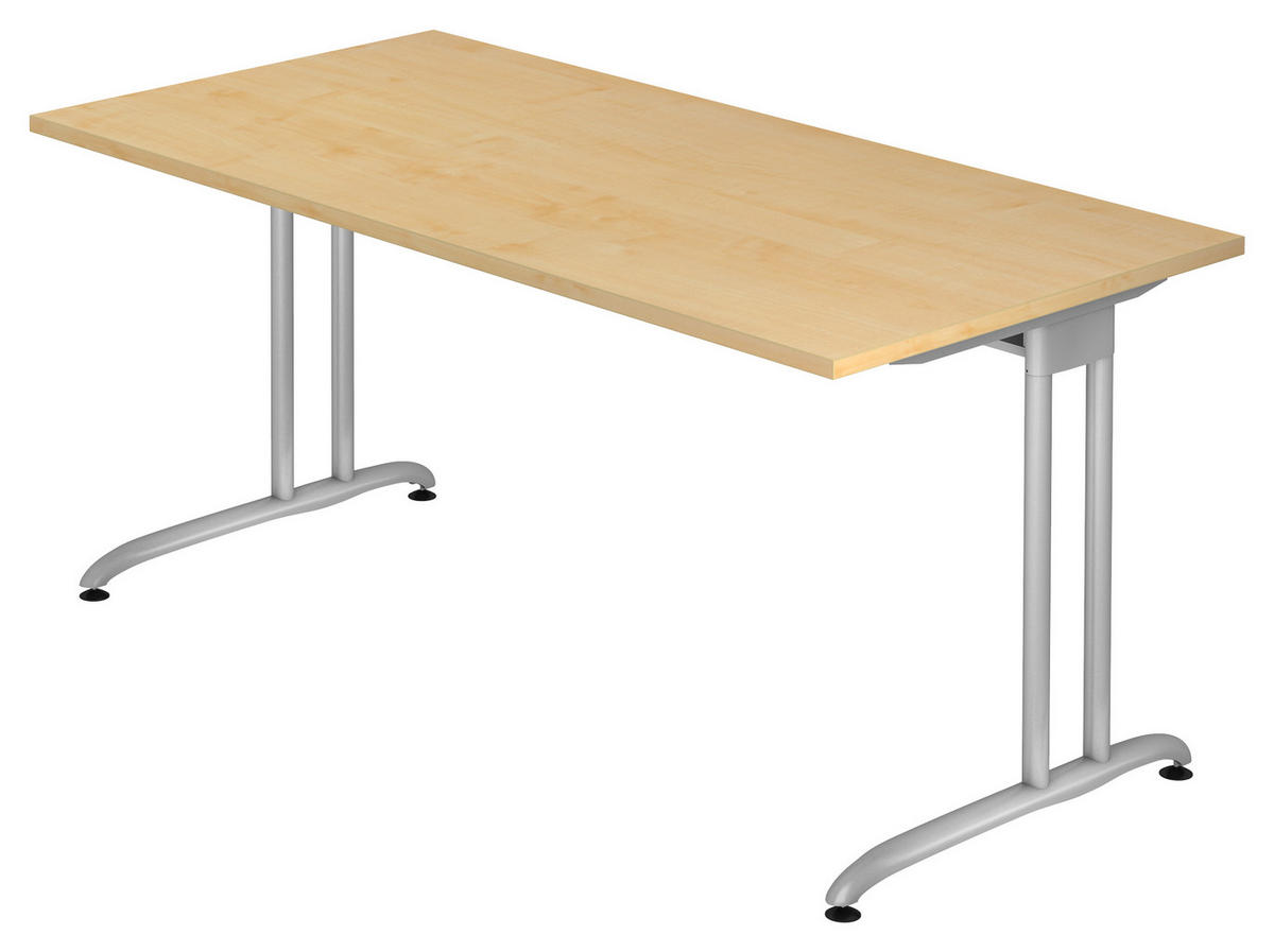 SCHREIBTISCH 160/80/72 cm  in Ahornfarben  - Silberfarben/Ahornfarben, KONVENTIONELL, Holzwerkstoff/Metall (160/80/72cm) - Venda