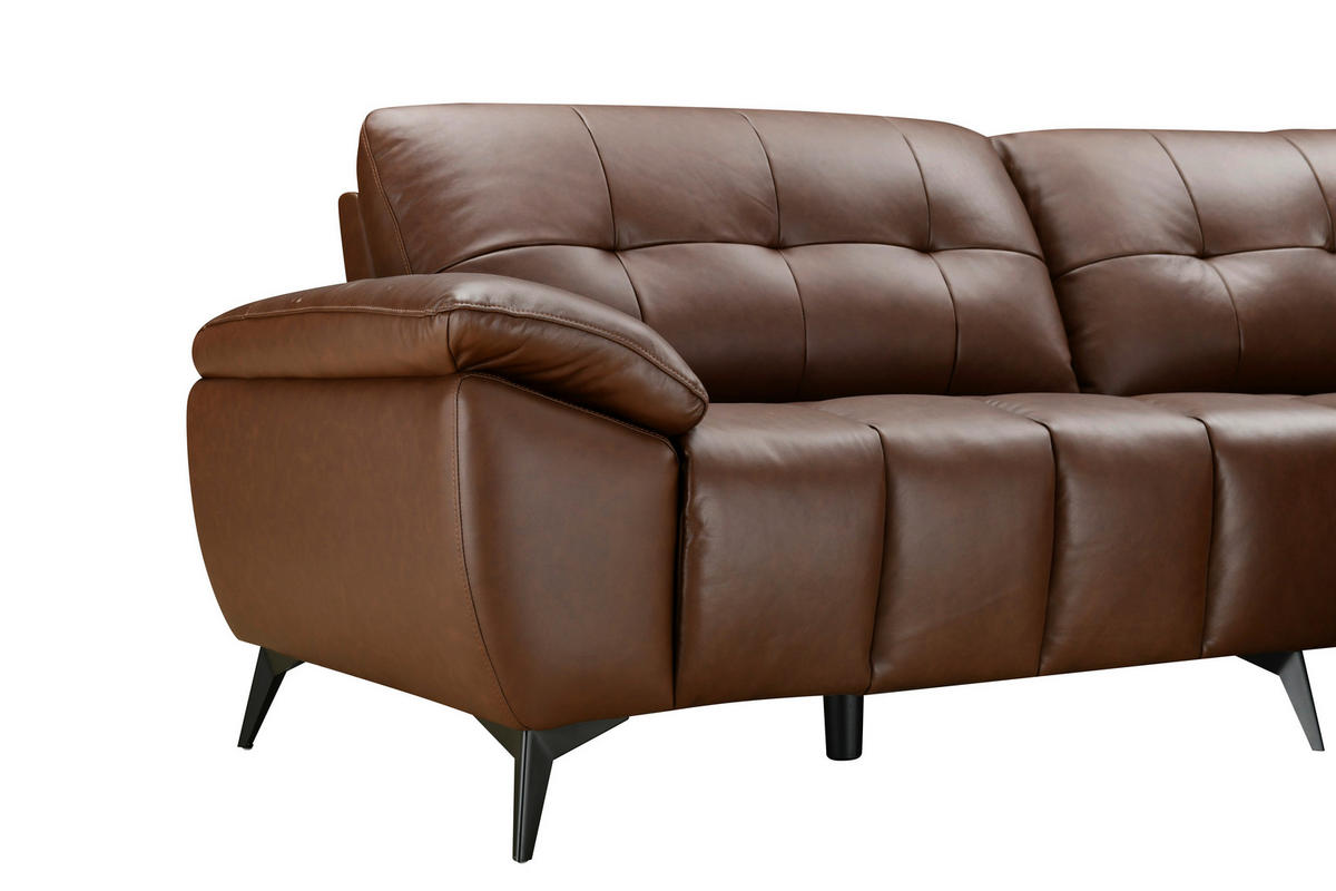 ECKSOFA in Lederlook Echtleder Braun   - Schwarz/Braun, Design, Leder/Textil (266/86/120cm) - MID.YOU