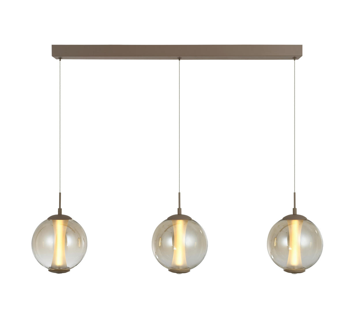 LED-HÄNGELEUCHTE Orleans 94/150/18 cm  - Sandfarben, Design, Glas/Metall (94/150/18cm)