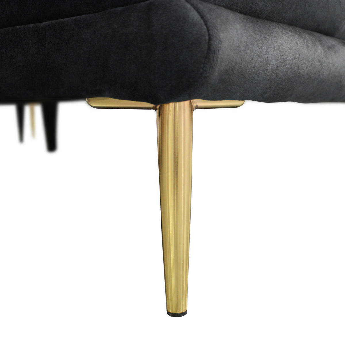 ECKSOFA Anthrazit Velours  - Anthrazit/Goldfarben, Design, Textil/Metall (264/196cm) - MID.YOU
