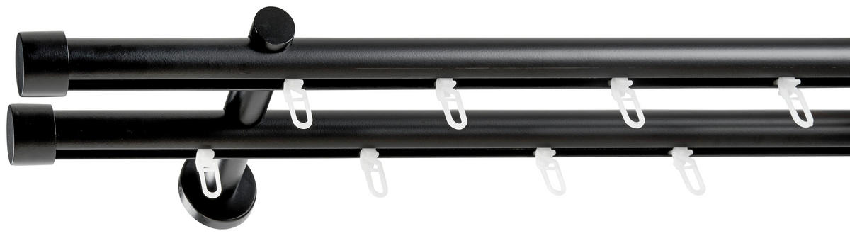 ŠIPKA ZA ZAVESU - SET crna, metal - crna, Osnovno, metal (120cm) - Homeware