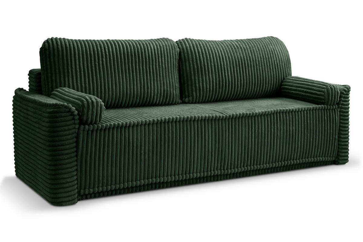SCHLAFSOFA GRUBS  mit Cord Smaragdgrün  - Smaragdgrün/Schwarz, Basics, Kunststoff/Textil (225/96/93cm) - MID.YOU