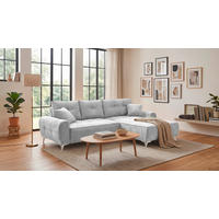 ECKSOFA Webstoff Silberfarben  - Kaschmir/Silberfarben, Modern, Kunststoff/Textil (284/191cm) - MID.YOU