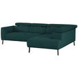 ECKSOFA in Struktur Petrol  280/205 cm  - Petrol/Schwarz, Design, Textil/Metall (280/205cm) - Xora