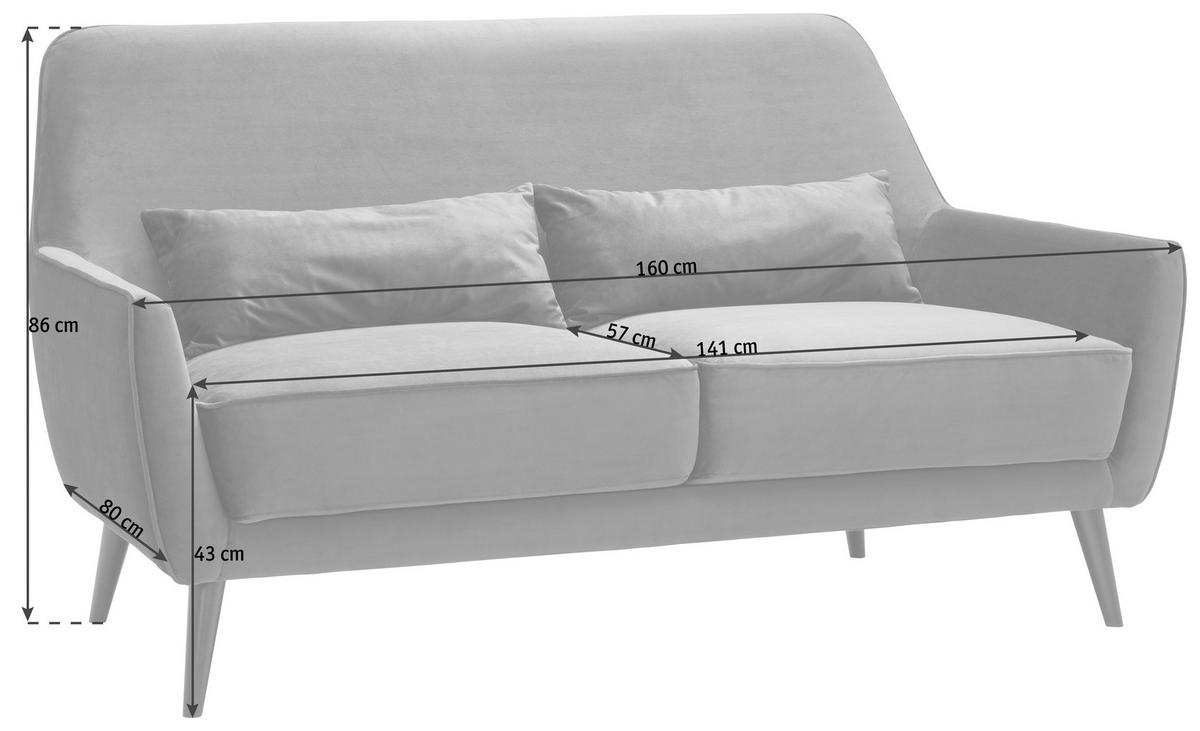 3-SITZER-SOFA in Mikrofaser Hellgrau  - Hellgrau/Schwarz, Trend, Holz/Textil (160/86/80cm) - Carryhome