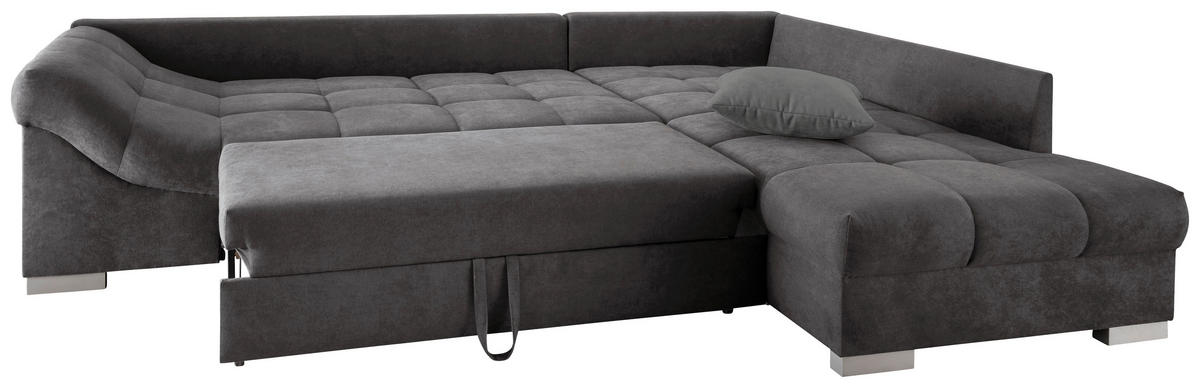 ECKSCHLAFSOFA in Anthrazit Textil   - Anthrazit/Silberfarben, Design, Holz/Textil (298/202cm) - MID.YOU