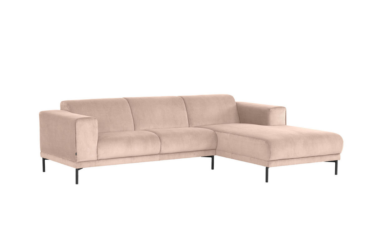 ECKSOFA in Cord Beige  - Beige/Schwarz, Design, Textil/Metall (262/183cm) - MID.YOU