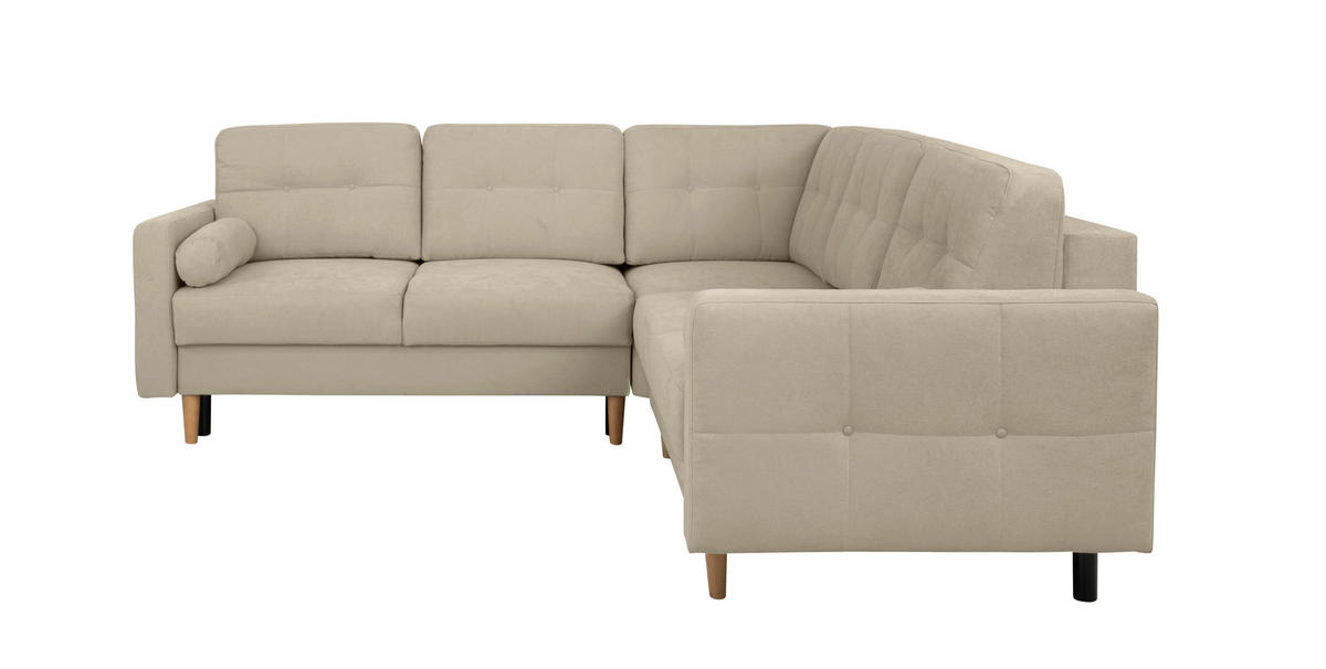ECKSOFA in Taupe  - Taupe/Buchefarben, Design, Holz/Textil (242/242cm) - MID.YOU