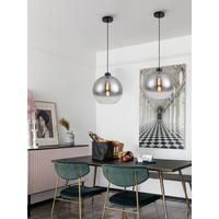 VISEČA SVETILKA  Smokey      30/120 cm     max 40 W E27 - barve kroma/antracit, Trendi, kovina/steklo (30/120cm) - Dieter Knoll