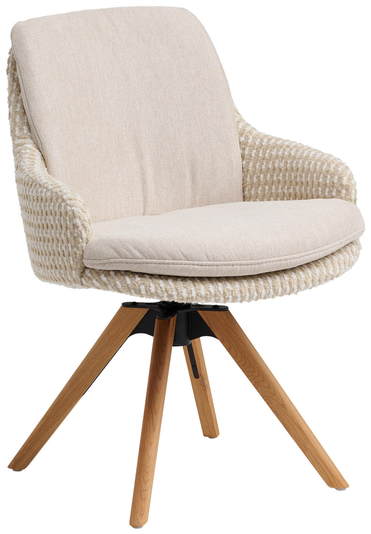 ARMLEHNSTUHL  Beinauswahl, Lederauswahl, Stoffauswahl, Sitzfläche 360° drehbar Flachgewebe  Naturfarben, Eichefarben  - Eichefarben/Beige, Design, Holz/Textil (60/87/66cm) - Lomoco