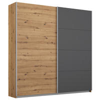 SCHWEBETÜRENSCHRANK Graphitfarben, Eiche Artisan  - Alufarben/Graphitfarben, Modern, Holzwerkstoff/Metall (181/197/61cm) - Rauch Möbel