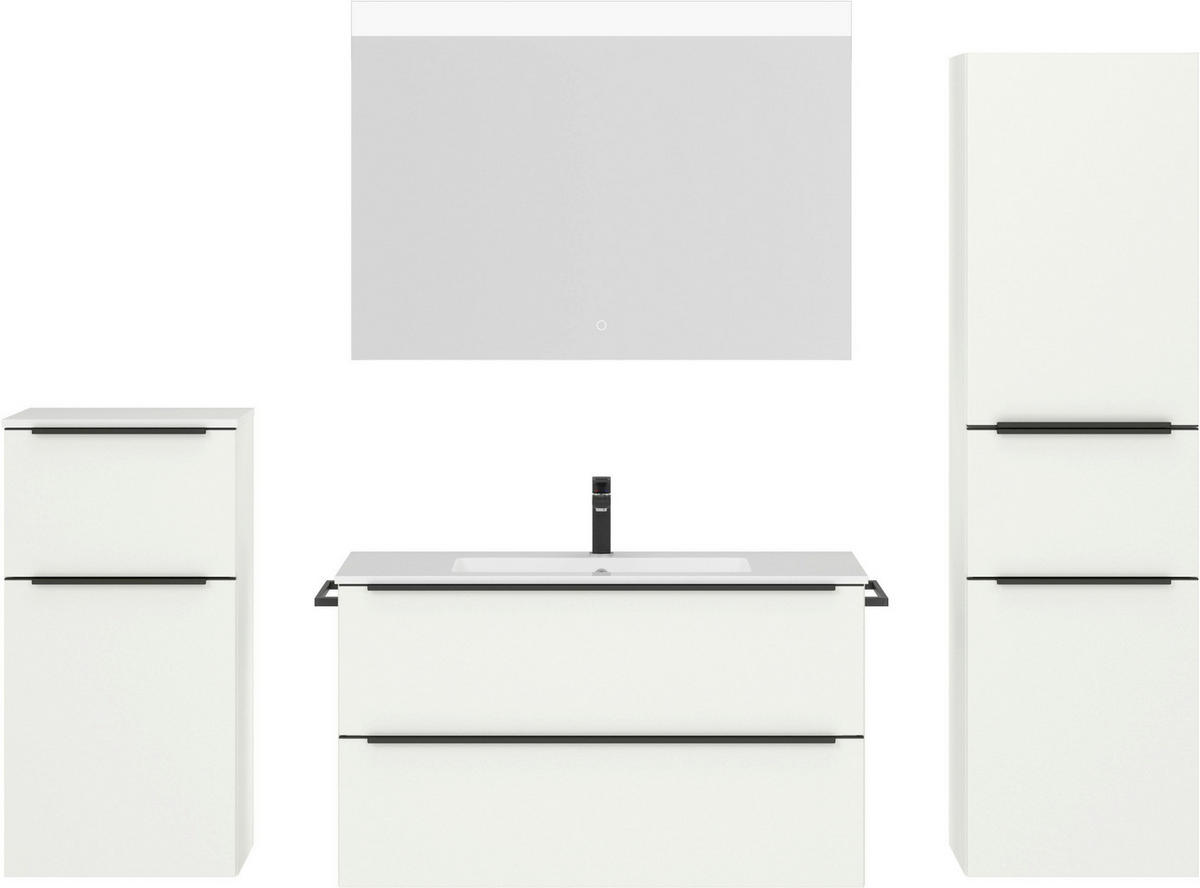 BADEZIMMER 5-teilig  in 191 cm  - Schwarz/Weiß, MODERN, Glas/Holzwerkstoff (191cm) - Nobilia