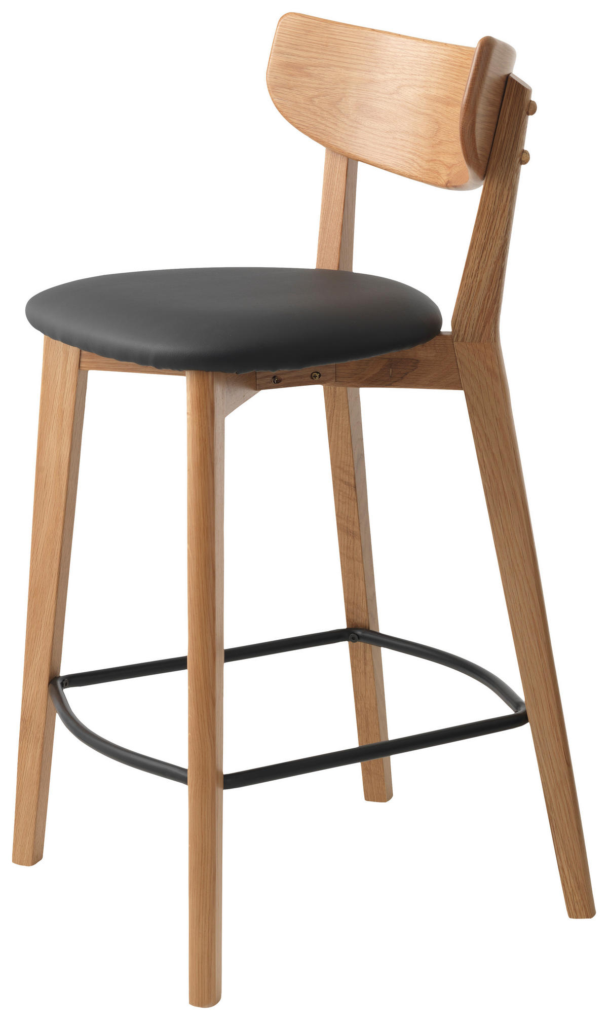 BARHOCKER-SET in Schwarz, Eichefarben  - Eichefarben/Schwarz, Design, Holz/Textil (47/93/50cm) - Linea Natura