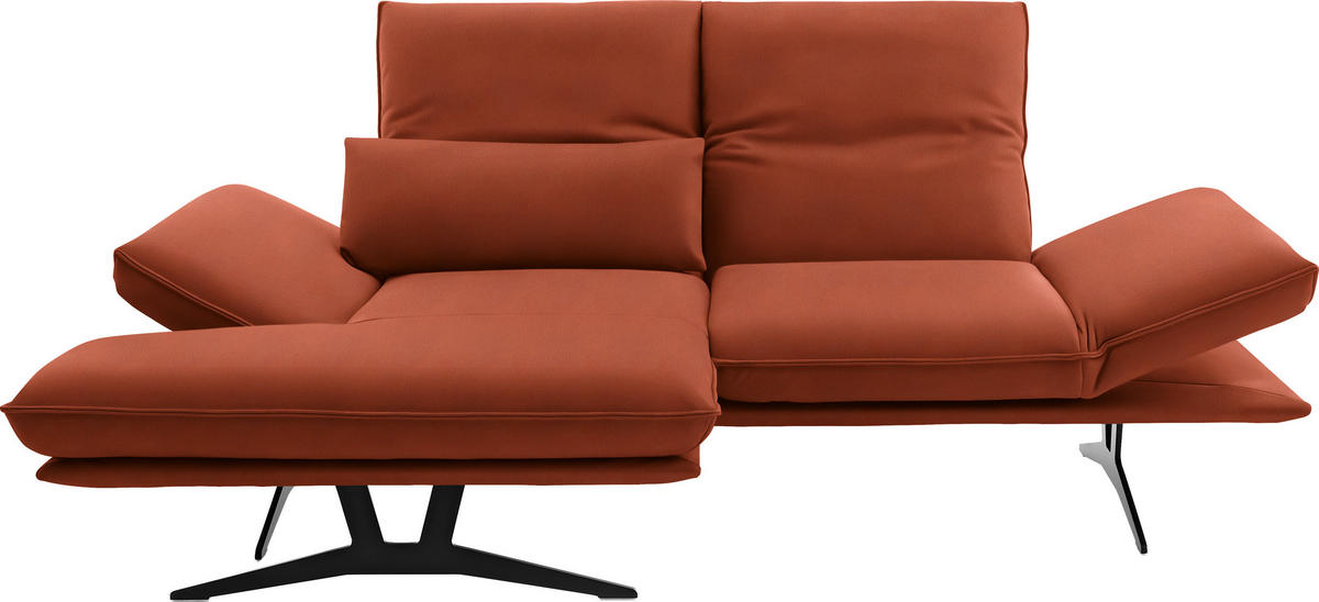 ECKSOFA in Echtleder Orange  130/210 cm  - Gelb/Schwarz, Design, Leder/Metall (130/210cm) - Dieter Knoll