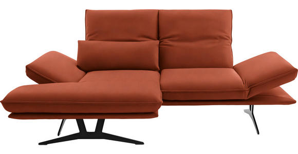 ECKSOFA in Echtleder Orange  - Gelb/Schwarz, Design, Leder/Metall (130/210cm) - Dieter Knoll