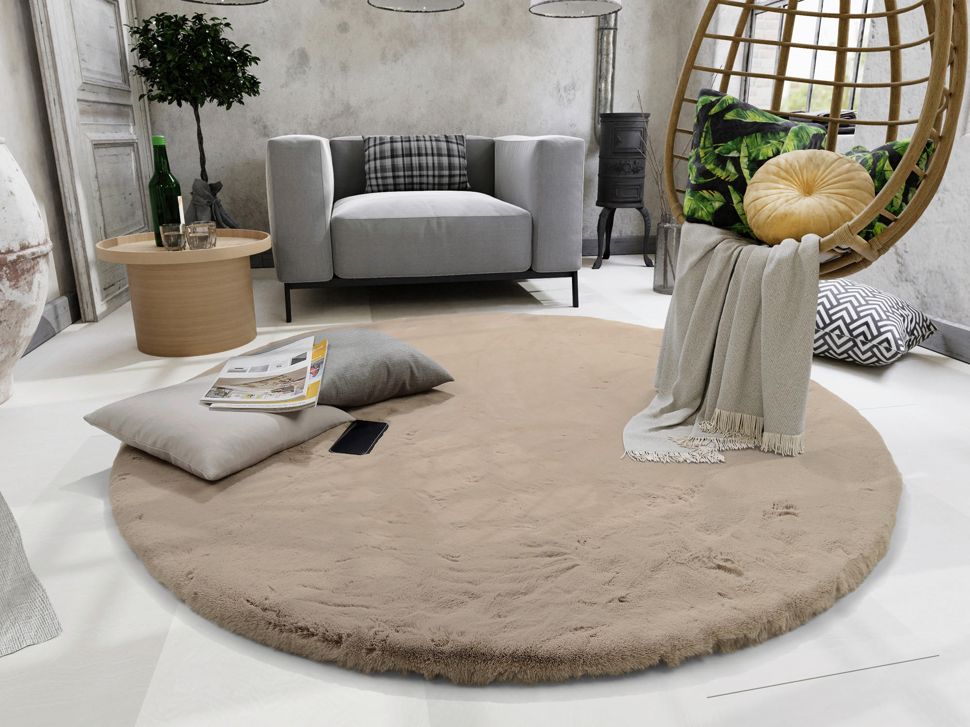 HOCHFLORTEPPICH 80 cm Nuvola - Exklusiv Taupe  - Taupe, Basics, Textil (80cm) - Novel