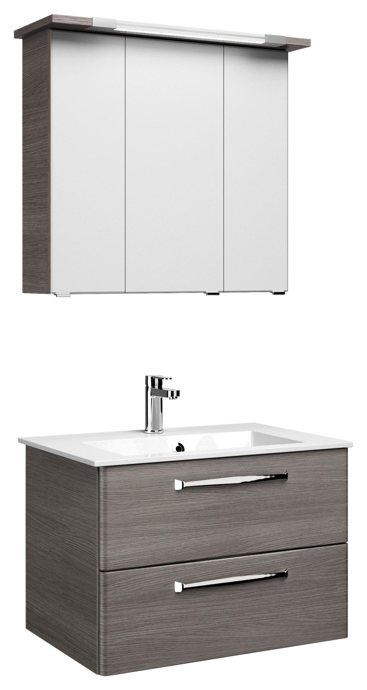 BADEZIMMER  in 77 cm  - Eichefarben/Weiß, Design, Glas/Holzwerkstoff (77cm) - Sadena