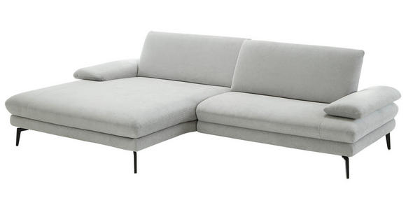 ECKSOFA in Chenille, Flachgewebe Silberfarben 180/284 cm - Silberfarben/Schwarz, Design, Textil/Metall (180/284cm) - Dieter Knoll