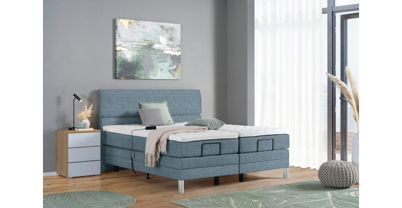 BOXSPRINGBETT 180/200 cm in Blau - Chromfarben/Blau, KONVENTIONELL, Kunststoff/Textil (180/200cm) - Voleo