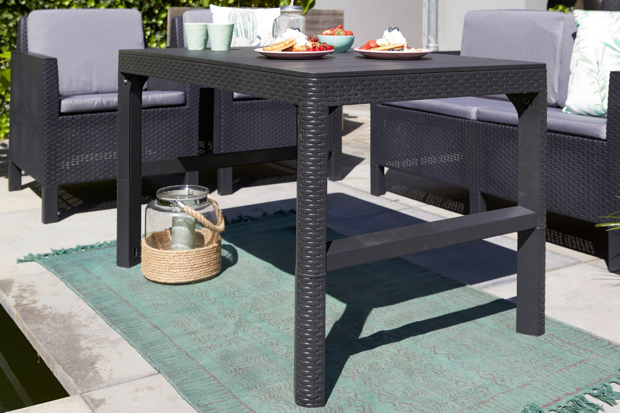 LOUNGETISCH 116/71,5/40-66 cm Kunststoff  - Graphitfarben, Design, Kunststoff (116/71,5/40-66cm) - Keter