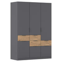 DREHTÜRENSCHRANK Grau, Eiche Artisan 4 Tür(en)  - Eiche Artisan/Grau, KONVENTIONELL, Holzwerkstoff/Metall (136/197/54cm) - Xora