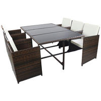 GARTENTISCHGRUPPE  - Creme/Braun, MODERN, Glas/Kunststoff - Ambia Garden