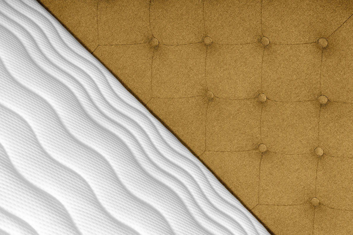 BOXSPRINGBETT 140/200 cm  in Currygelb  - Currygelb/Silberfarben, Konventionell, Textil/Metall (140/200cm) - Welnova
