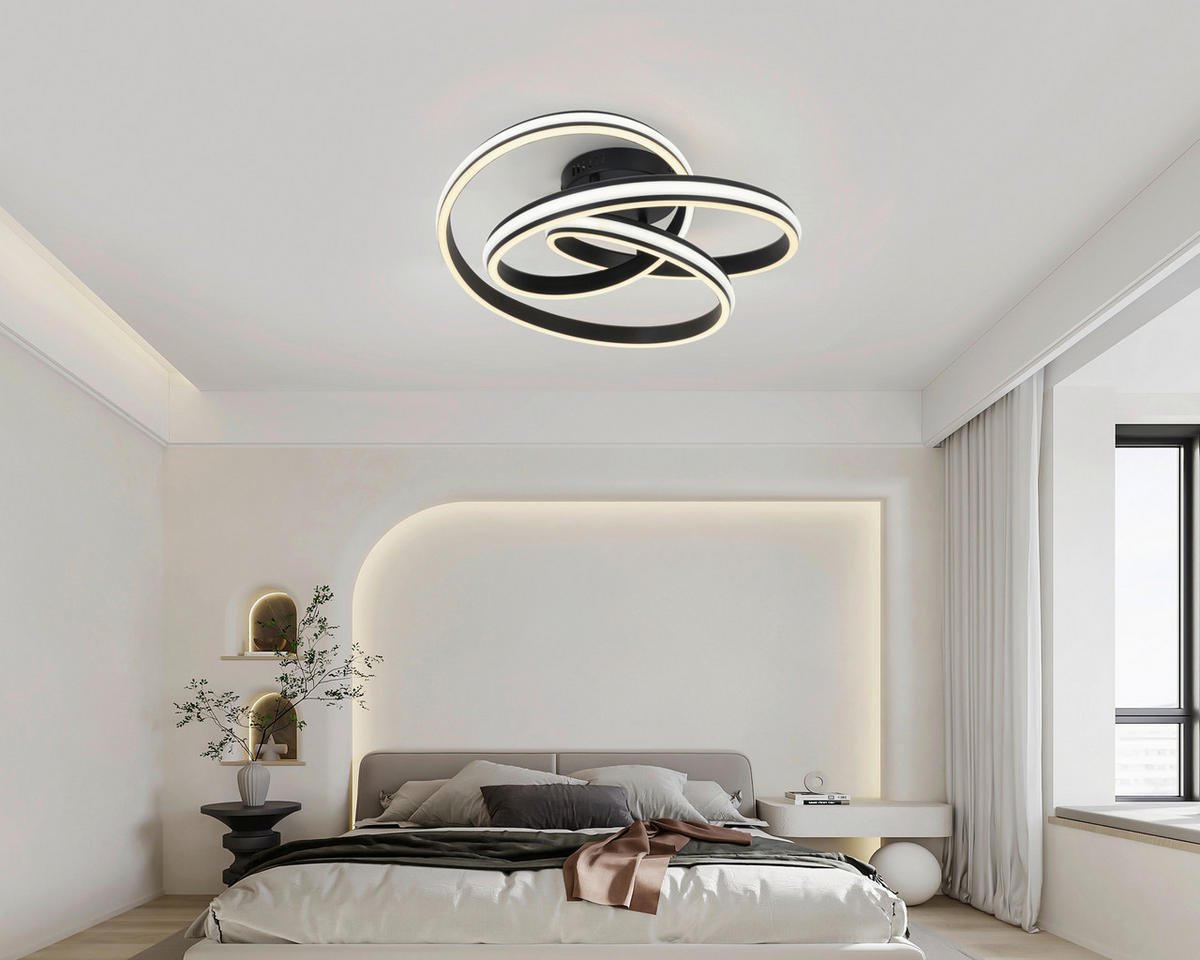 STROPNÍ LED SVÍTIDLO, 48/52/23 cm - bílá/černá, Design, kov/plast (48/52/23cm) - Novel