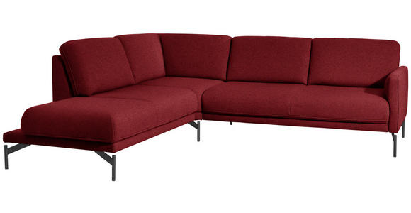 ECKSOFA in Flachgewebe, Struktur Rot  - Anthrazit/Rot, Design, Textil/Metall (230/254cm) - Ambiente