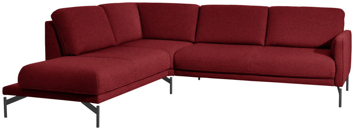 ECKSOFA in Flachgewebe, Struktur Rot  230/254 cm  - Anthrazit/Rot, Design, Textil/Metall (230/254cm) - Johann Jakob