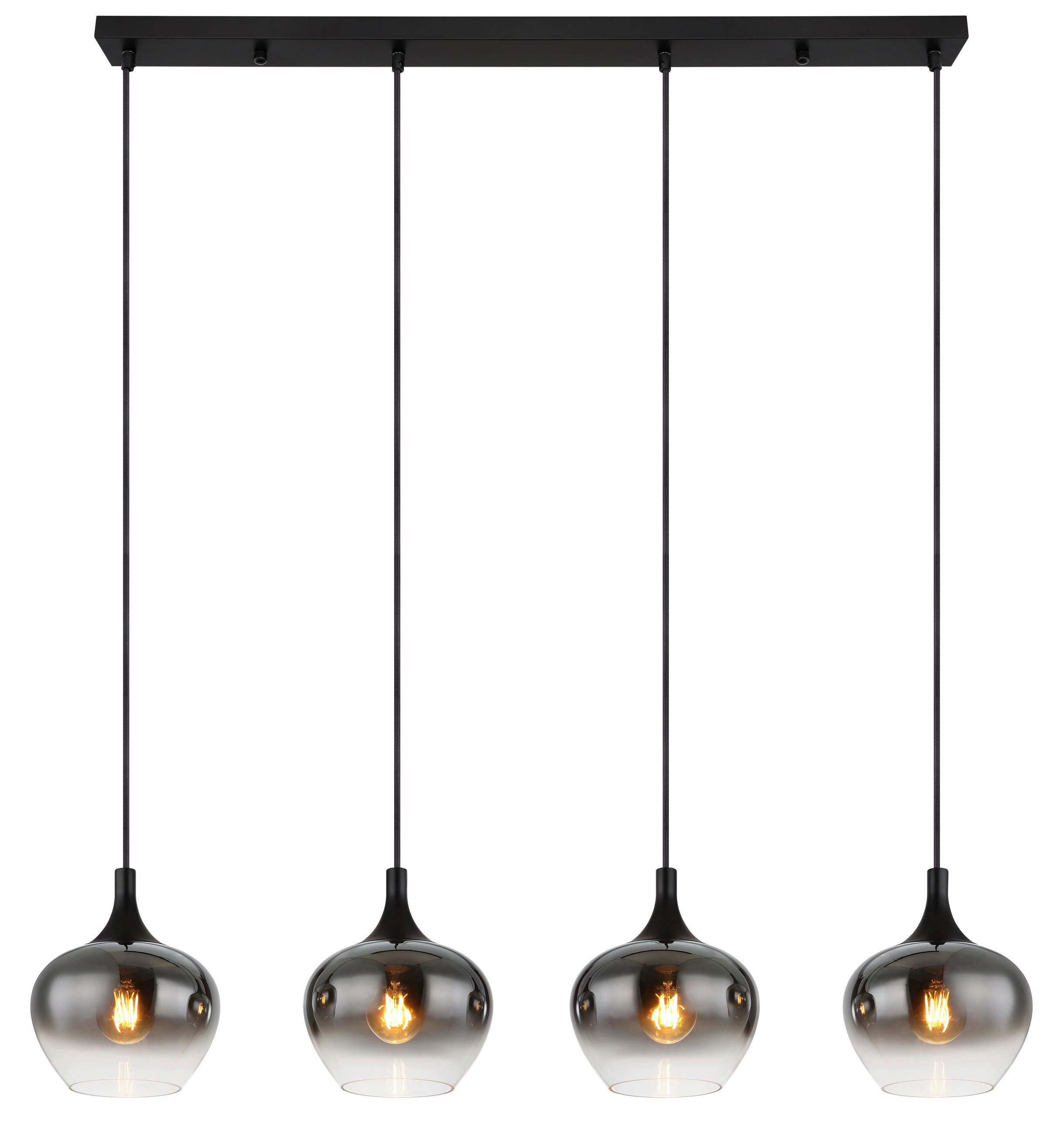HÄNGELEUCHTE Maxy 100/18/120 cm   - Schwarz, Design, Glas/Metall (100/18/120cm) - Globo