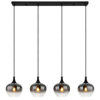 HÄNGELEUCHTE Maxy 100/18/120 cm   - Schwarz, Design, Glas/Metall (100/18/120cm) - Globo