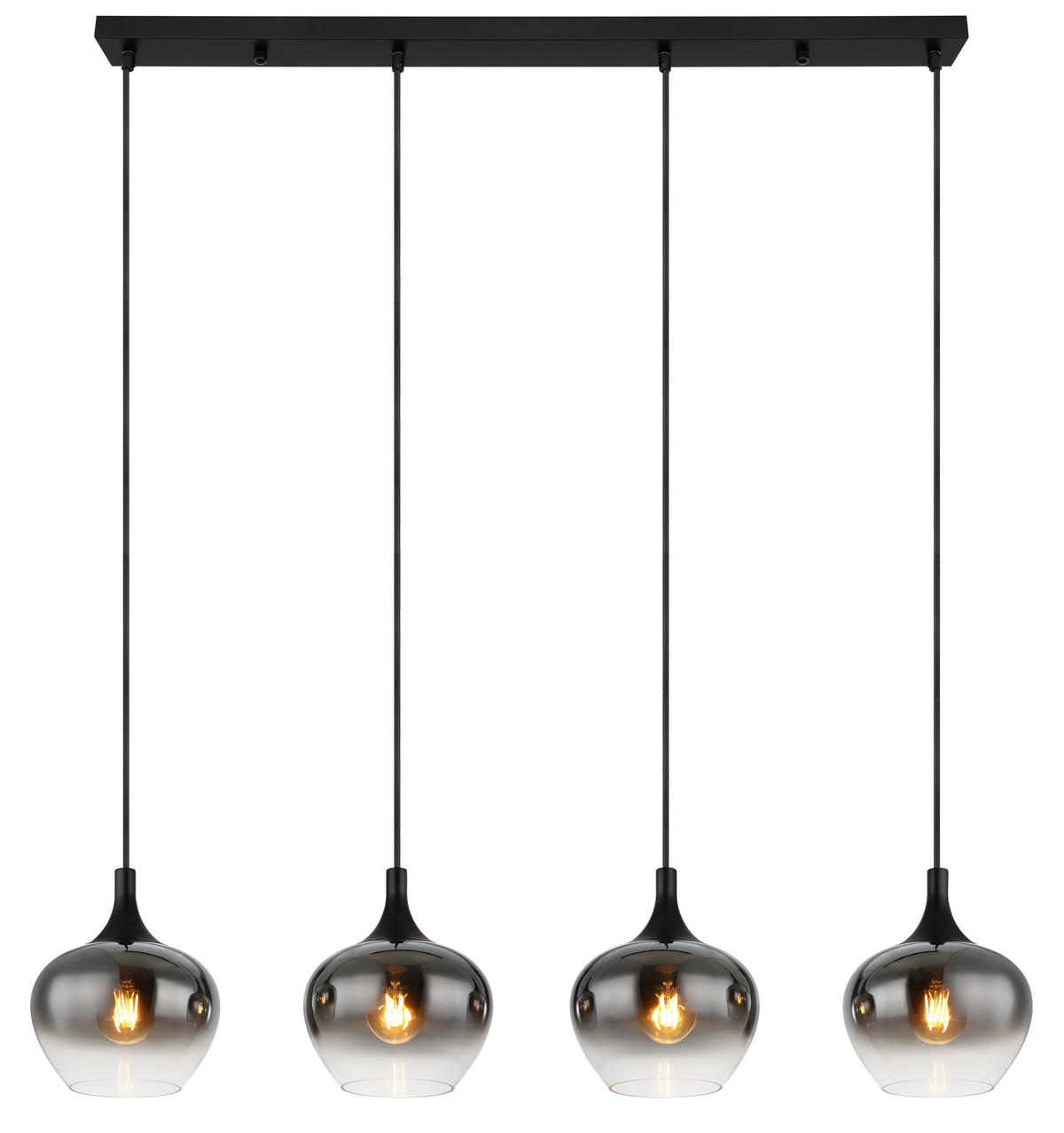 HÄNGELEUCHTE Maxy 100/18/120 cm   - Schwarz, Design, Glas/Metall (100/18/120cm) - Globo